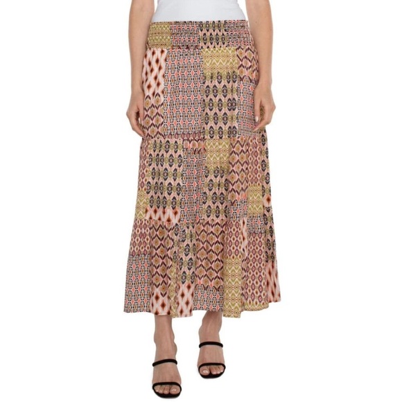 Liverpool Dresses & Skirts - LIVERPOOL LOS ANGELES Tiered Geo Patchwork Boho Maxi Skirt Size Large NWT